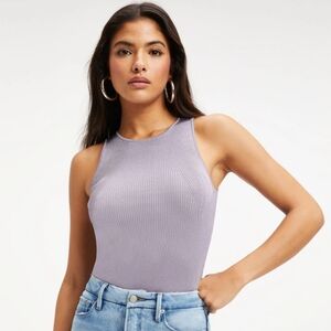 Good American NWT solid purple stretchy ribbed thong bodysuit size XL